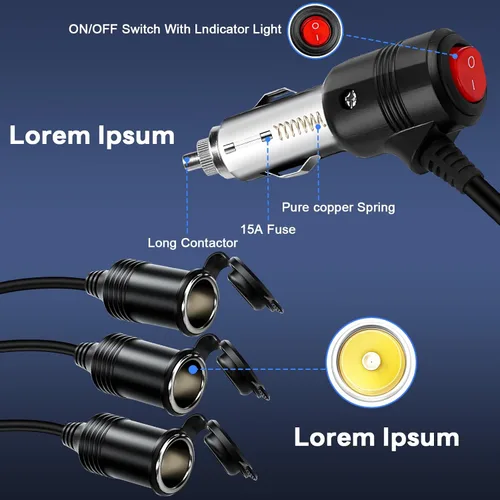 Vista 2 de Divisor de Encendedor de Cigarrillos, Divisor de 12 V, Adaptadores Duales de Encendedor de Cigarrillos para Coches, Enchufe de Encendedor