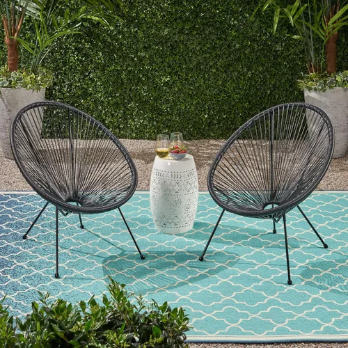 Vista 2 de GDFStudio Noble House Anson - Silla de tela hamaca para exteriores, color negro (juego de 2)