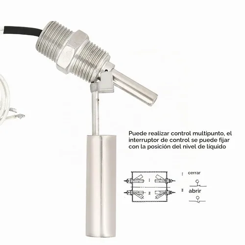 Vista 3 de Interruptor de sensor, interruptor de sensor de flotación de nivel de agua líquida montado en el lateral, acero inoxidable 304, rosca macho 1/2 NPT