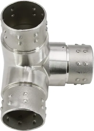 Vista 3 de Conector de barandilla de acero inoxidable 316, conector de codo de carpintero empotrado con forma de esquina de 3 vías para tubería de calibre 16