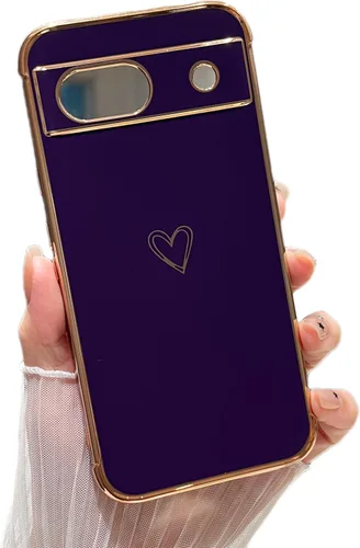 Vista 58 de ZTOFERA Funda diseñada para Google Pixel 7a, bonito diseño de corazones de amor con borde chapado y protección de lente de cámara, para Google Pixel