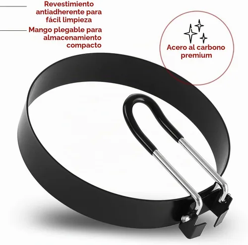Vista 2 de Anillos de acero inoxidable para cocinar huevos, molde para freír panqueques, huevos y tortillas, 4