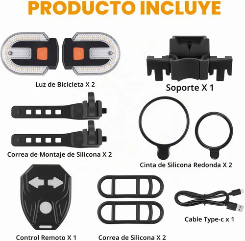 Vista 7 de Luces traseras de bicicleta con señales de giro, control remoto inalámbrico, carga USB, luz trasera de bicicleta, luces de bicicleta integradas e