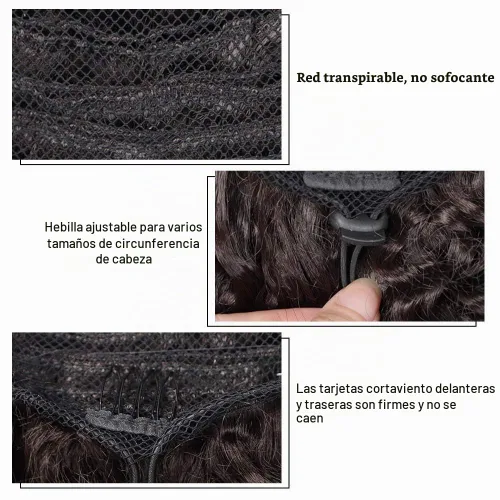 Vista 4 de Vigorous Extensión de Cola de Caballo con Cordón Corta Afro Rizada Crespa Marrón Cola de Caballo para Mujeres Africanas Colas de Caballo Esponjosas