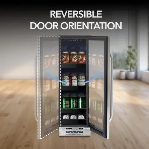 Vista 8 de Whynter BBR-638SB Refrigerador y enfriador de bebidas integrado debajo del mostrador de 12 pulgadas, refrigerador con puerta de vidrio, 2.0 pies