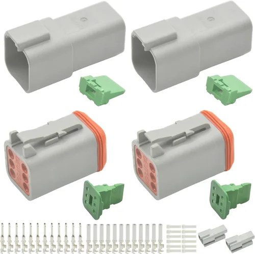 Vista 10 de Deutsch - Kit de conectores de 215 piezas, 12 juegos de 2, 3, 4, 6, 8, 12 pines con tamaño 16 contactos estampados, 14-20AWG Serie DT sellados