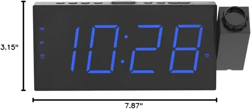 Vista 9 de OnLyee Reloj despertador de proyección para dormitorio, LED digital en techo y pared con carga USB para teléfono, respaldo de batería, proyector