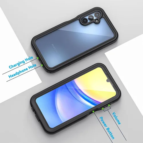 Vista 6 de Lanhiem Funda para teléfono Samsung Galaxy A15 5G, IP68 impermeable a prueba de polvo con protector de pantalla, funda protectora de cuerpo completo