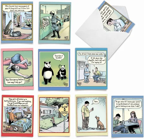 Vista 9 de The Best Card Company - Juego de 10 divertidas tarjetas de notas de humor en blanco surtidas de 4 x 5.12 pulgadas con sobres para jugar con palabras