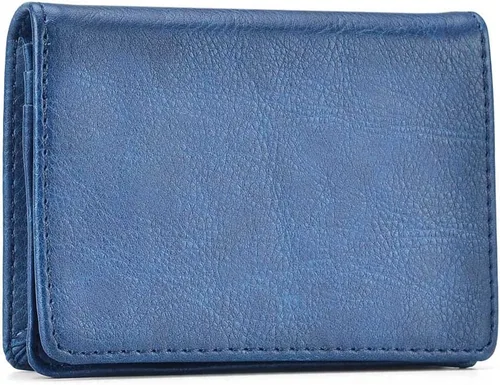 Vista 6 de XEYOU Funda para tarjetas de crédito, tarjetero para tarjetas de crédito, pequeña cartera de bolsillo frontal para mujer, Azul, Moderno