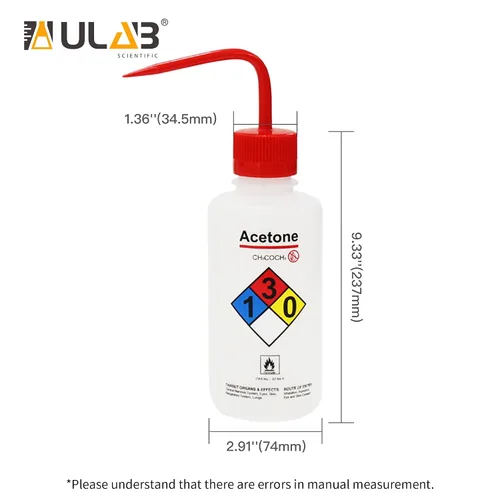 Vista 5 de ULAB Botellas de lavado de seguridad, 4 piezas de botellas de lavado de boca ancha de acetona, material de LDPE, vol.16.9 fl oz, UWB1022