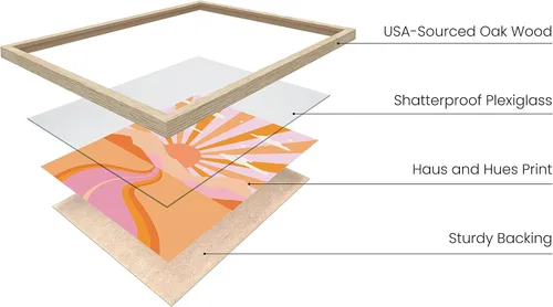 Vista 2 de HAUS AND HUES Decoración de Pared Naranja Arte de Galería Juego de 6 - Pósteres para Estética de Habitación Psicodélica, Arte de Pared Rosa y 70 s