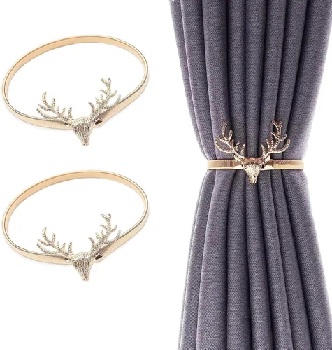 Vista 12 de 2Pcs Gold Curtain Tiebacks Shiny Metal Curtain Holdbacks with Exquisite Knot, Elegant Curtain Buckle for Living Room, Bedroom, Office Window