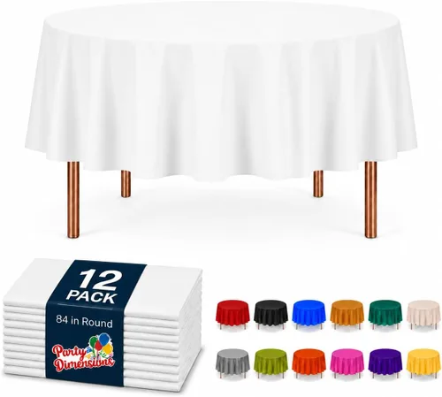 Vista 22 de Party Dimensions Mantel de plástico negro, paquete de 12 manteles rectangulares desechables de 54 x 108 pulgadas para mesas de 6 a 8 pies
