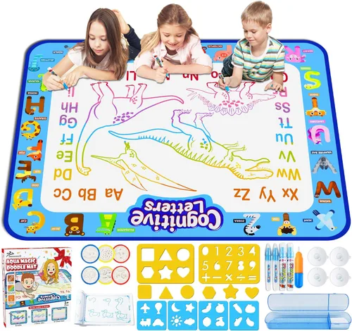 Vista 8 de Jasonwell Tapete para dibujar agua acuática de 31 x 31 pulgadas, tapete grande de dibujo mágico para colorear, juguetes educativos, regalos