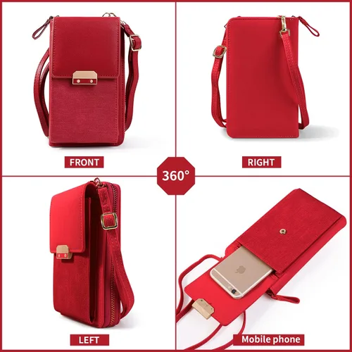Vista 2 de Tingya Bolso cruzado pequeño para teléfono celular con ranuras para tarjetas de crédito para mujer