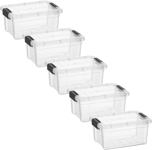 Vista 168 de Superio - Contenedores de almacenamiento de plástico transparente de 1.27 cuartos de galón con tapas, contenedores organizadores apilables, cajas