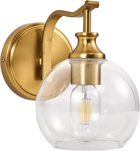 Vista 12 de ANDY STAR Lámparas de baño de níquel cepillado, luces de tocador de 1 luz, apliques modernos de pared de baño con pantalla de vidrio transparente