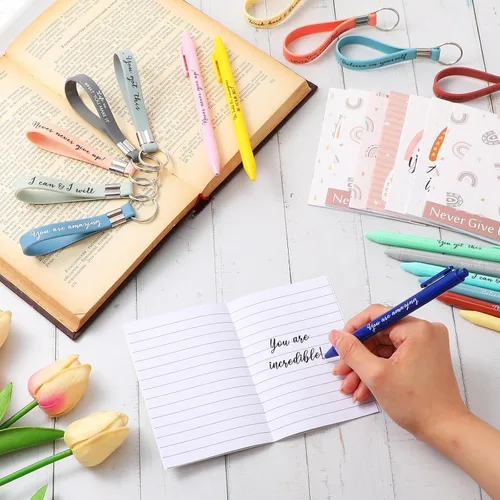 Vista 5 de Colarr 90 piezas de regalo de agradecimiento para maestros de regreso a clases, regalos inspiradores a granel, 30 cuadernos de notas de arcoíris, 30