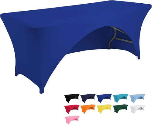 Vista 12 de Jeloris Mantel rectangular de elastano con parte trasera abierta (4 pies, verde) ajustado, lavable, sin arrugas, elástico y elástico para mesa
