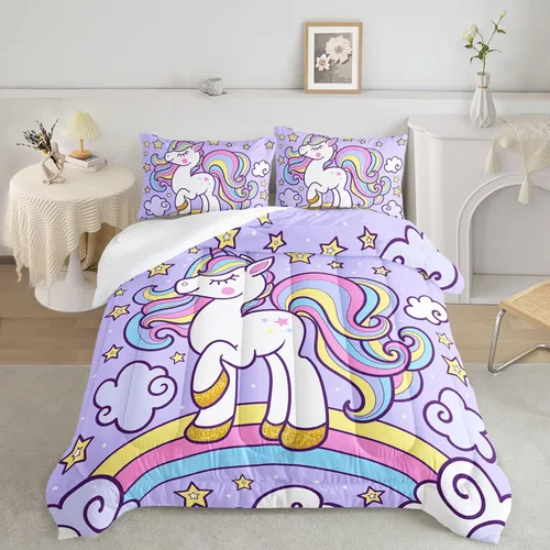 Vista 22 de Axolotl - Juego de ropa de cama para niños con diseño de gatos de dibujos animados tamaño individual, juego de edredón con líneas degradadas y lindo
