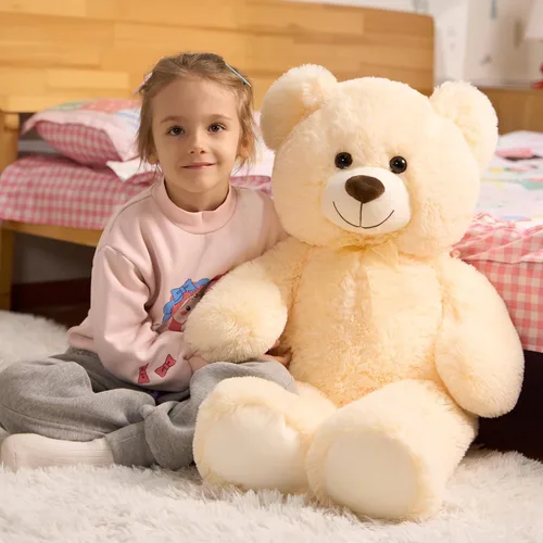 Vista 4 de HollyHOME Oso de peluche grande para cumpleaños y día de San Valentín, peluche para niños y novia, 36 pulgadas, color beige
