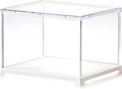 Vista 10 de Rolife Vitrina acrílica para coleccionables, escaparate de protección a prueba de polvo con base blanca con puerta para juguetes de peluche, rincón