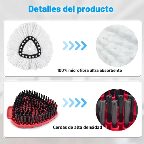 Vista 2 de Cabezales de repuesto para mopa de Ocedar, cabezal de repuesto para mopa o Cedar Easywring 1 tanque, cabezal de repuesto para mopa giratoria.