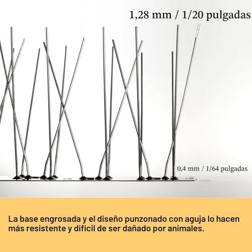 Vista 2 de OFFO - Púas para pájaros con base de acero inoxidable, Púas resistentes para aves en forma de flecha, kit de púas para palomas para mantener