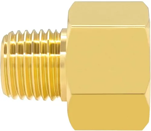 Vista 4 de Hooshing 2 piezas de adaptador reductor de rosca macho 1/4" NPT a hembra 1/2" NPT para tubería de latón