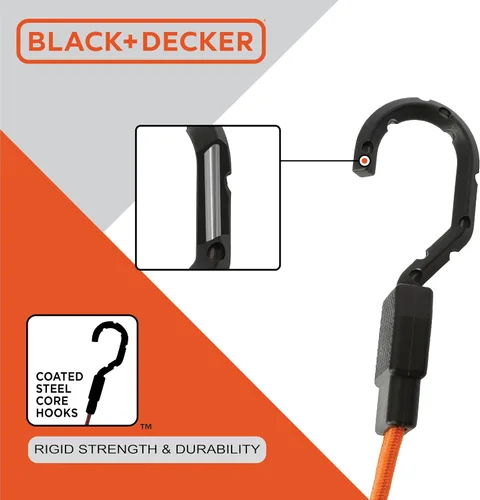 Vista 6 de Black+Decker BDX1018 - Juego de 6 correas de trinquete de 10 pies y correa elástica de 36 pulgadas, carga de trabajo segura de 300 libras