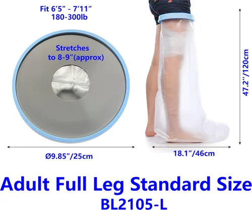 Vista 2 de Protector extra grande para piernas de adulto para ducha, cubierta completa de fundición para protector de ducha, funda de tocador fundida, bolsa