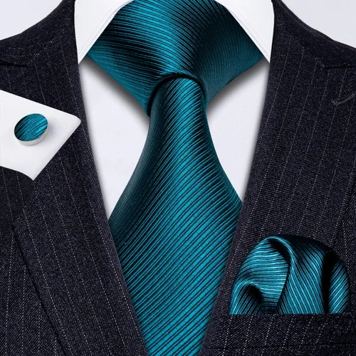Vista 77 de Barry.Wang Juego de corbatas para hombre, corbata de seda a rayas, tejido a cuadros, gemelos formales, negocios, boda