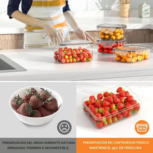 Vista 4 de 40 recipientes de almacenamiento de alimentos con tapas herméticas (20 recipientes y 20 tapas), contenedor de preparación de comidas de plástico