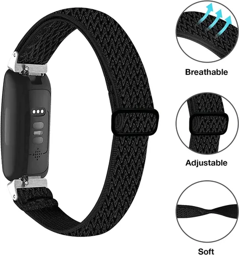 Vista 2 de Bandas elásticas compatibles con Fitbit Inspire 2 / Inspire HR/Inspire, correa de nailon elástico suave ajustable Solo Loop Correa de repuesto