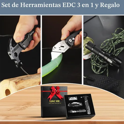 Vista 4 de Regalos para su marido, el juego de regalo multiherramientas "LOVE YOU" incluye martillo multiherramienta, cuchillo utilitario, linterna LED, caja