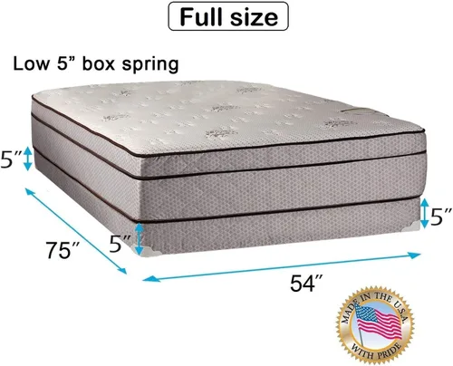 Vista 2 de DS Solutions USA Fifth Ave - Colchón Eurotop de espuma extra suave y colchón de 5 pulgadas de altura baja con protector de cubierta, totalmente
