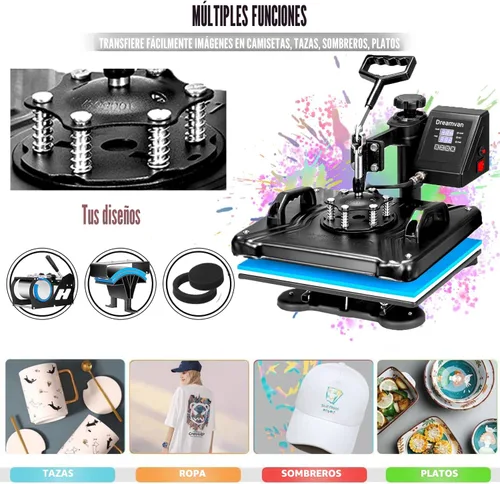 Vista 5 de WHUBEFY Prensa de Calor, Máquina de Impresión de Camisetas 5 en 1 de 15"x12" Máquina de Transferencia de Calor Industrial Digital, Máquina de Prensa