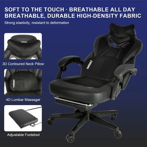 Vista 7 de Vigosit Silla de juegos Pro, sillas ergonómicas para juegos para adultos y personas pesadas, silla reclinable de masaje para escritorio de oficina