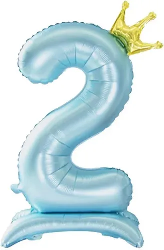 Vista 11 de Globos azules con el número 1 de 42 pulgadas con corona, globos de primer cumpleaños para niños y niñas, suministros de decoración de fiesta de Azul