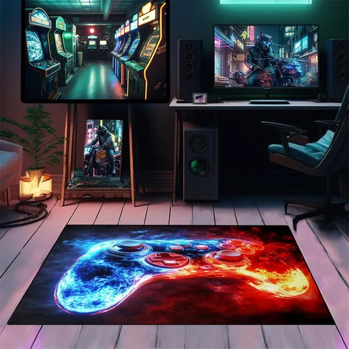 Vista 5 de Alfombra de videojuegos para habitación de niños, alfombra de control de videojuegos, decoración de habitación de jugadores para niños, adolescentes