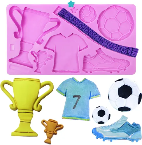 Vista 11 de Moldes de silicona para fondant de fútbol, 4 paquetes, para zapatillas de fútbol, moldes de chocolate para decoración de pasteles de cumpleaños