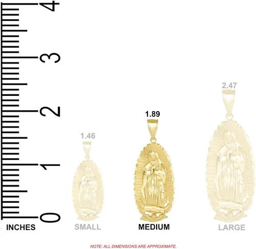Vista 2 de Colgante de medalla milagrosa de la Santísima Virgen de Guadalupe, 1.57 pulgadas