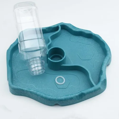 Vista 4 de Bebedero de tortugas Cuenco de agua para reptiles 2 en 1, dispensador automático de agua para reptiles, plato de agua de tortuga, alimentador