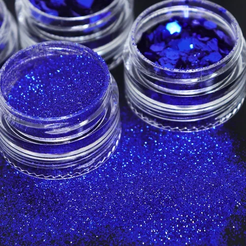 Vista 4 de Lentejuelas artísticas de uñas navideñas, copos de nieve azul holográficos, redondos, mariposa, corazón, copos de purpurina para decoración