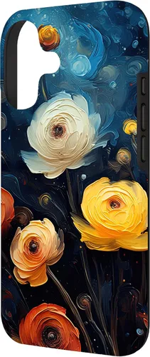 Vista 2 de Gorgeous Star Night Ranunculus Flowers Famous Painting Case for iPhone 17