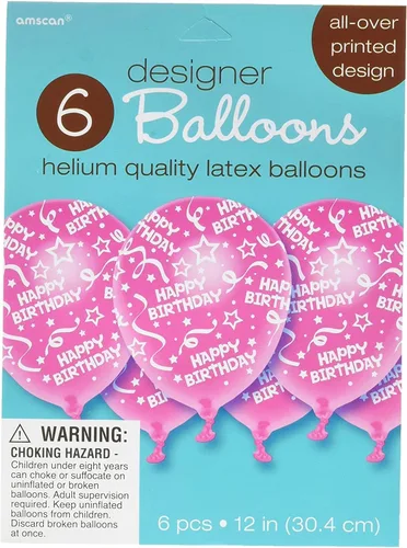 Vista 2 de Amscan Globos de látex con estampado de confeti rosa brillante, rosa brillante, 6.5 pulgadas