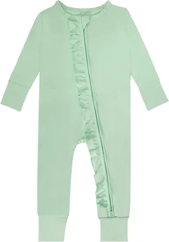 Vista 26 de GUISBY Rayon - Mameluco de manga larga para bebé, sin pies, cremallera de 2 vías con volantes, para dormir de 0 a 24 meses Negro