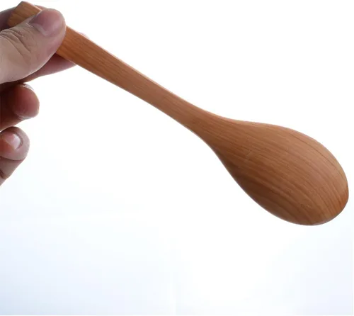 Vista 4 de 10 piezas de 7 pulgadas mango ecológico cucharas largas de madera café miel té agitador vajilla