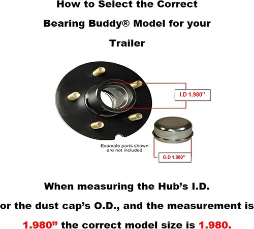 Vista 2 de Bearing Buddy Protectores de rodamientos de acero inoxidable (1.980 pulgadas de diámetro) con control automático con sujetadores, par